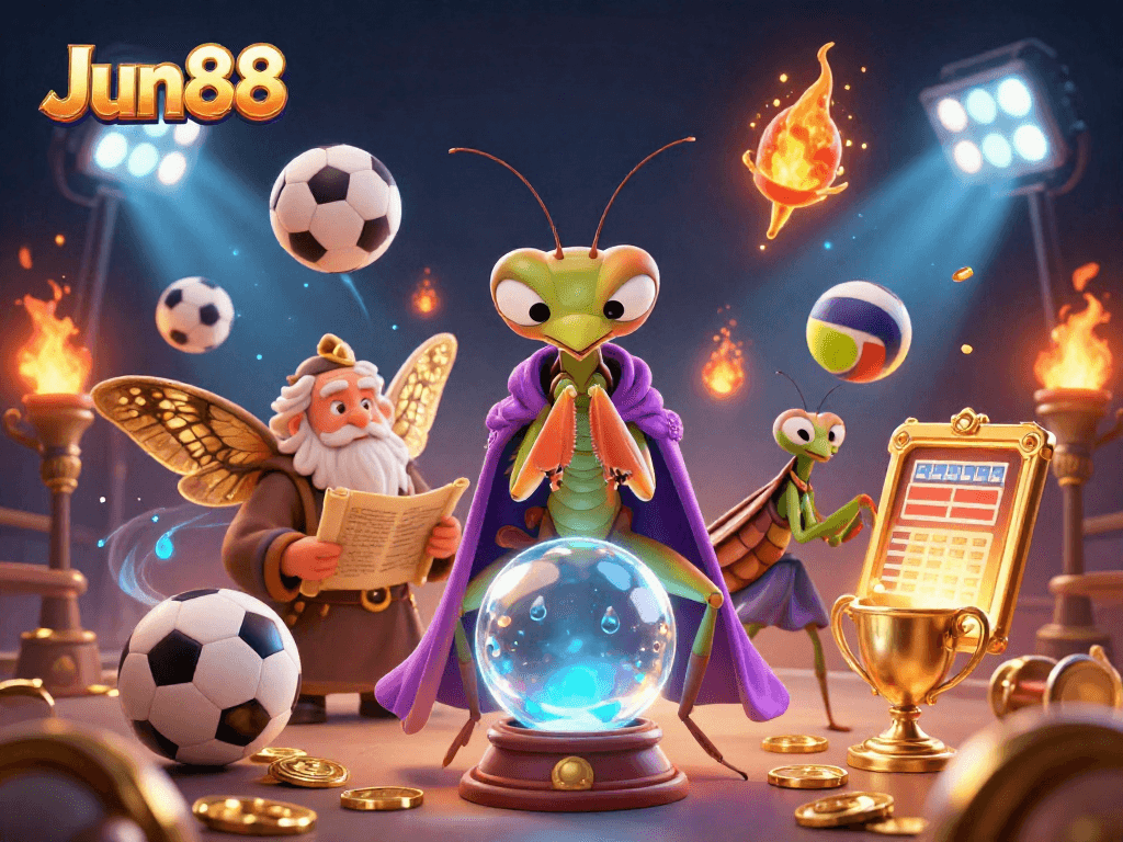 Engage with dynamic sports action in Jun88's casino scene featuring vibrant characters and gambling elements.