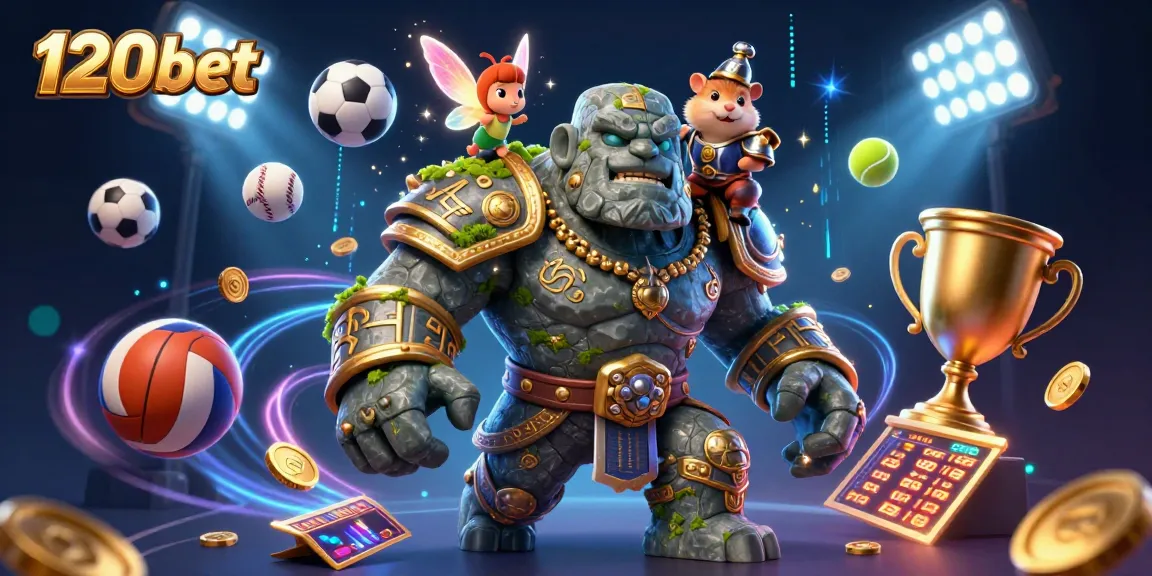 Bet on the dynamic 120bet scene featuring a golem and hamster knight in action.