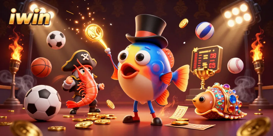 Attract golden coins with iwin as a 3D anglerfish and friends in an exciting casino scene.