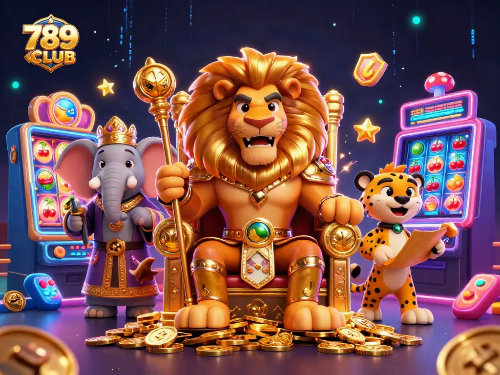 Experience 789CLUB with vibrant slots and characters in an immersive 3D casino illustration.