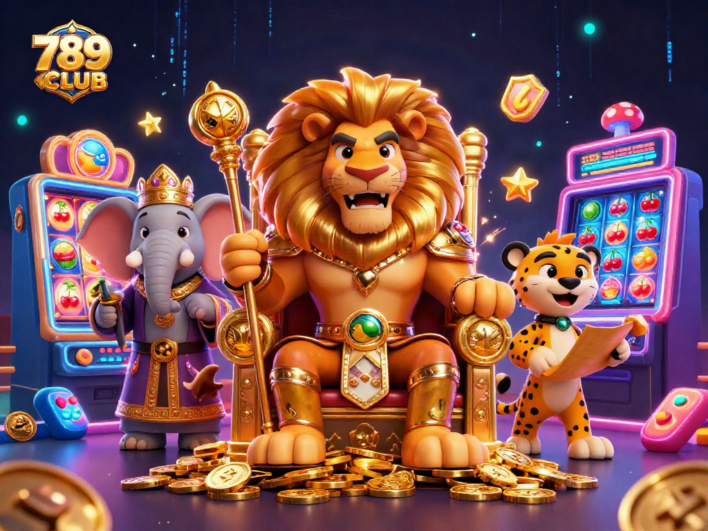 Experience 789CLUB with vibrant slots and characters in an immersive 3D casino illustration.