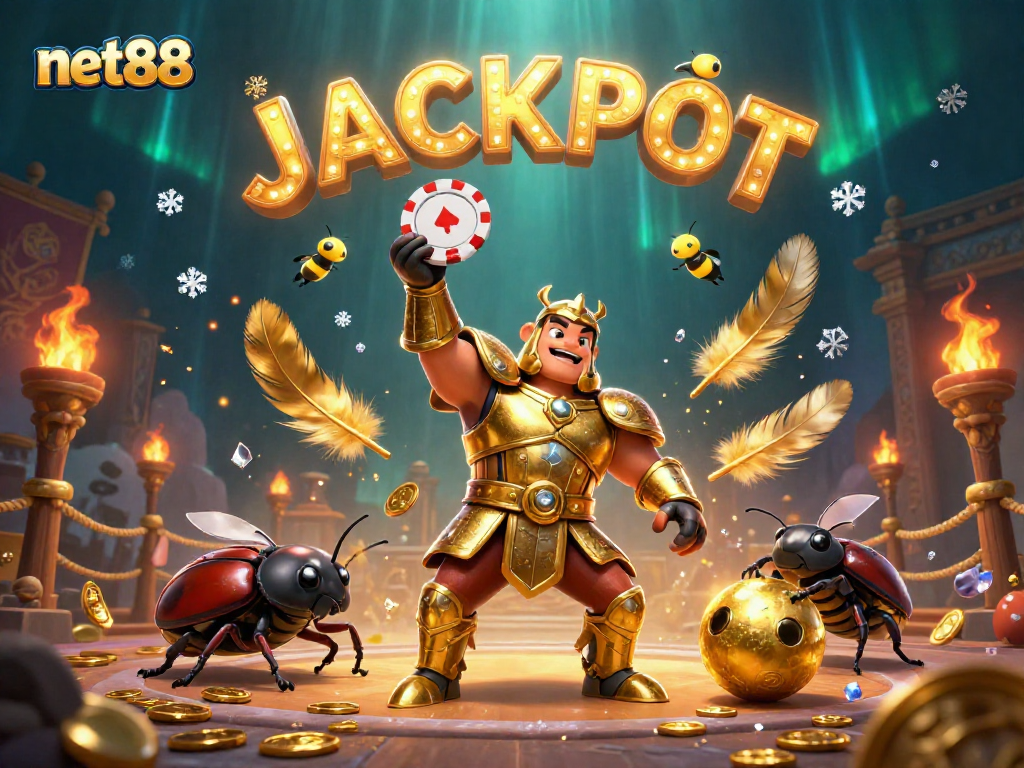 Experience the thrill of winning with net88 in this vibrant 3D casino showdown scene.