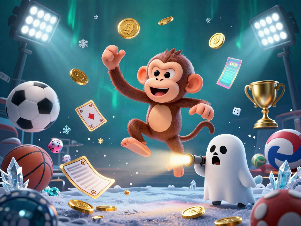 Engage with EA88 as a ghostly monkey juggles coins in a haunted casino, accompanied by a ghost-hunter puppy.