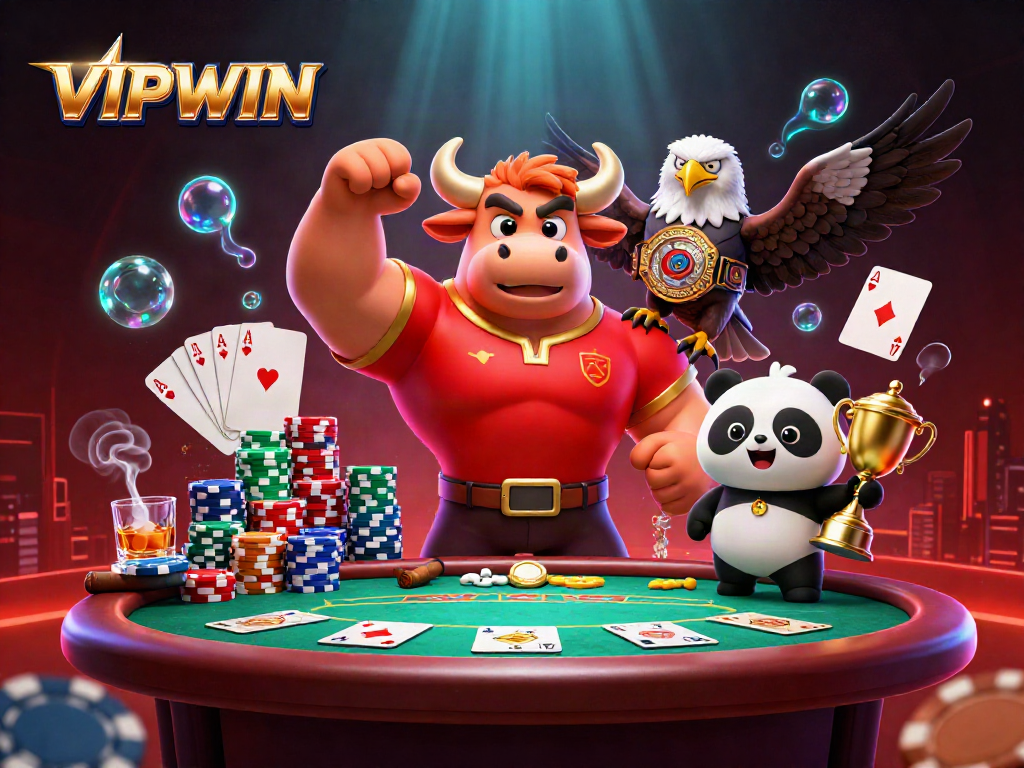Experience the thrill of gaming at VIPWIN with engaging characters in a vibrant casino setting.