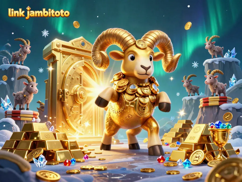 Experience the thrill of winning at link jambitoto with a vibrant casino illustration featuring golden treasures.