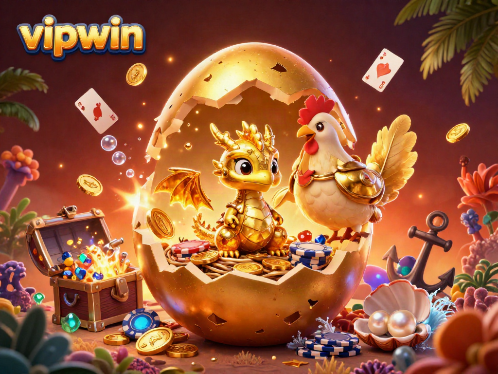 Experience winning moments at vipwin with a stunning dragon nest of poker chips and treasures.