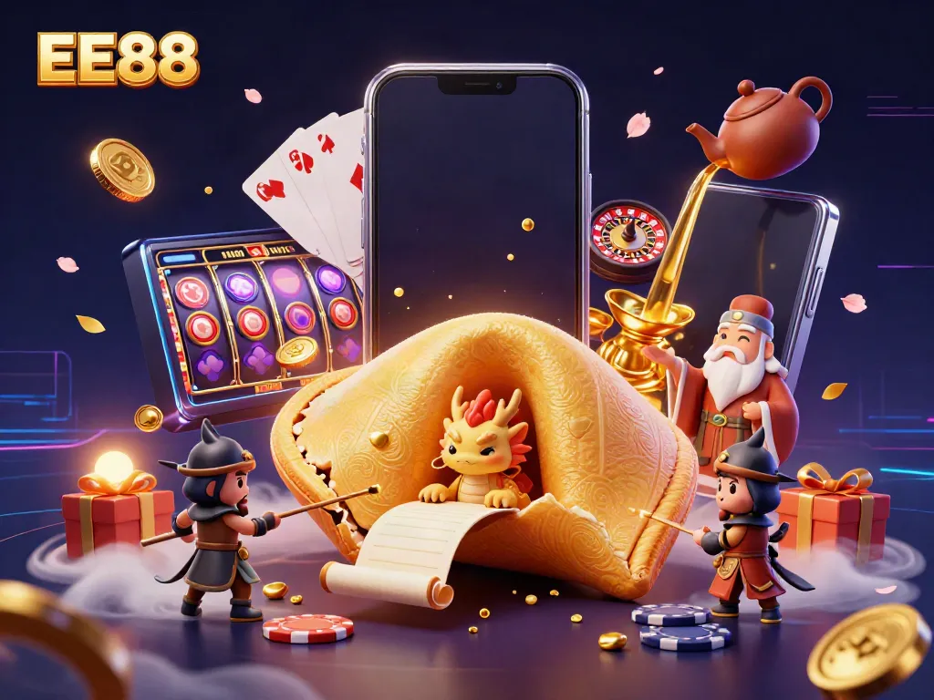 Engage with exciting EE88 casino games featuring a vibrant scene of fortune, strategy, and play.