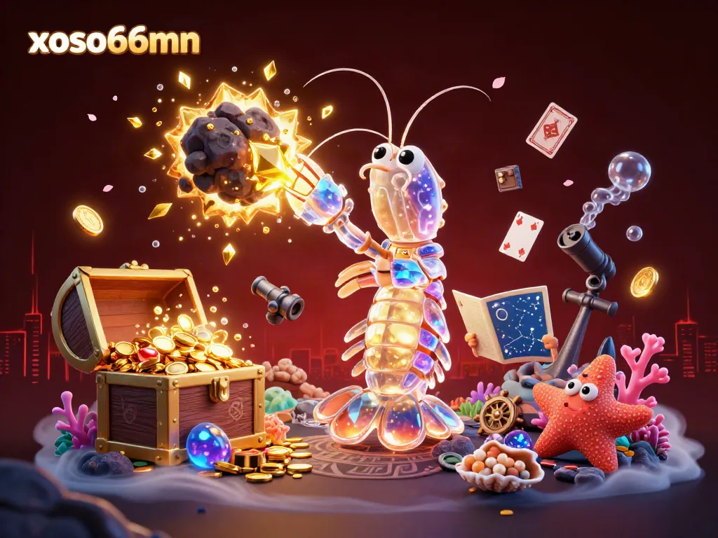 Engage with xoso66mn in a vibrant 3D casino illustration showcasing galactic gambling excitement.