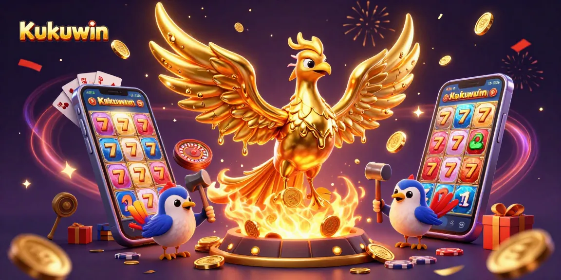 Experience the thrill with Kukuwin's molten golden phoenix amidst vibrant casino elements.
