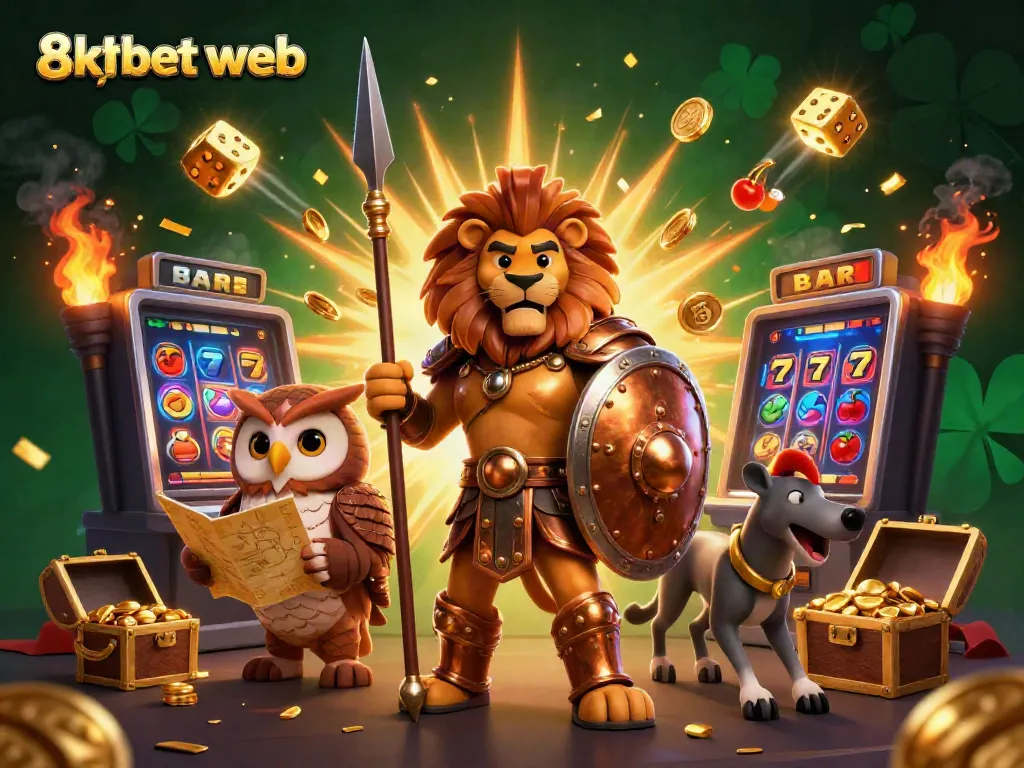 Experience thrilling gameplay with 8xbet web featuring a vibrant illustration of casino excitement.