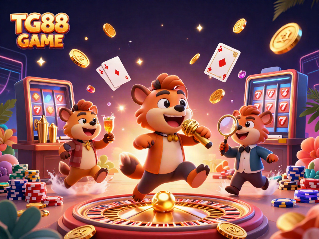 Experience TG88 GAME with lively hyenas adding energy to a dynamic casino party.