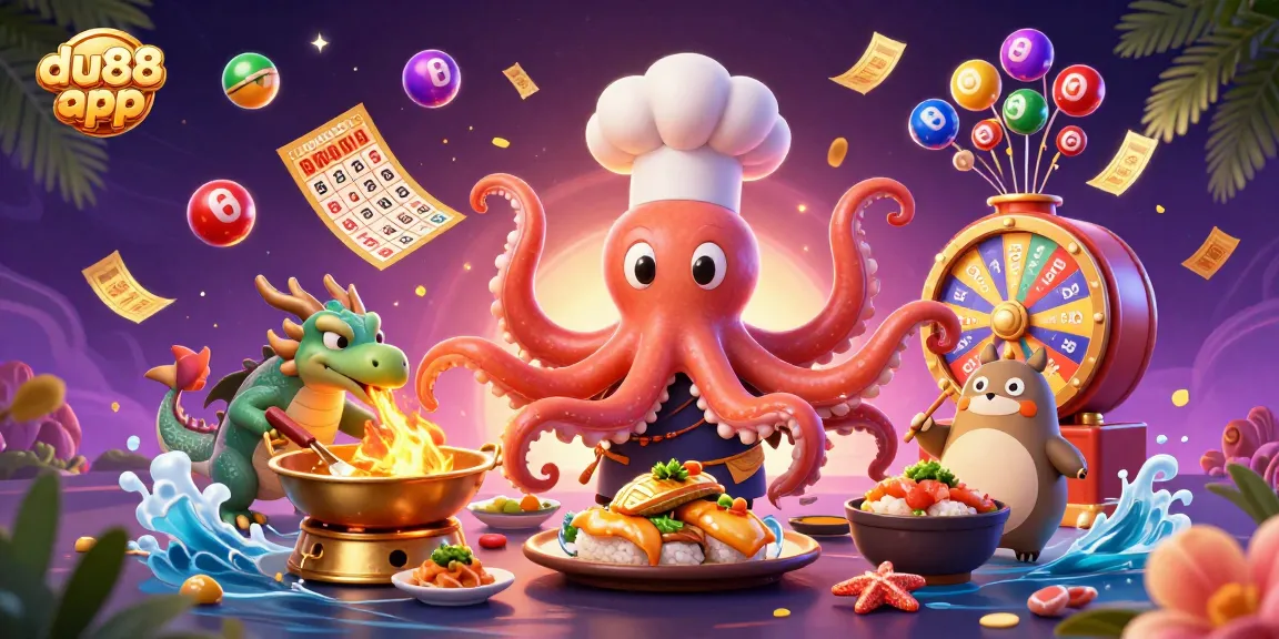 Engage with the du88 app's vibrant gaming realm featuring lively characters and thrilling casino elements