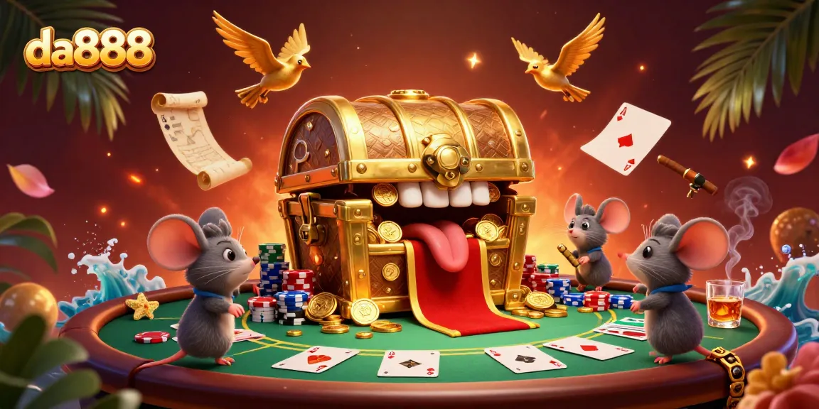 Engage in winning poker strategies at da888 with a vibrant casino scene illustration