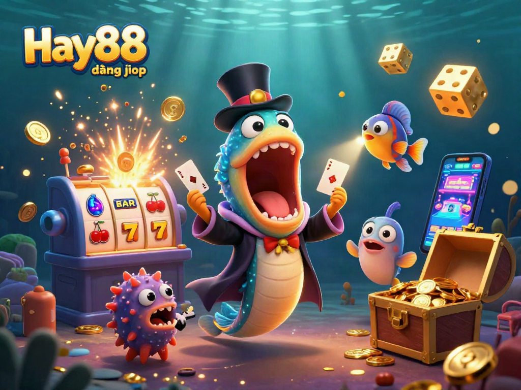Experience the thrilling Hay88 đăng nhập with a vibrant underwater casino scene featuring engaging characters and dynamic game elements.