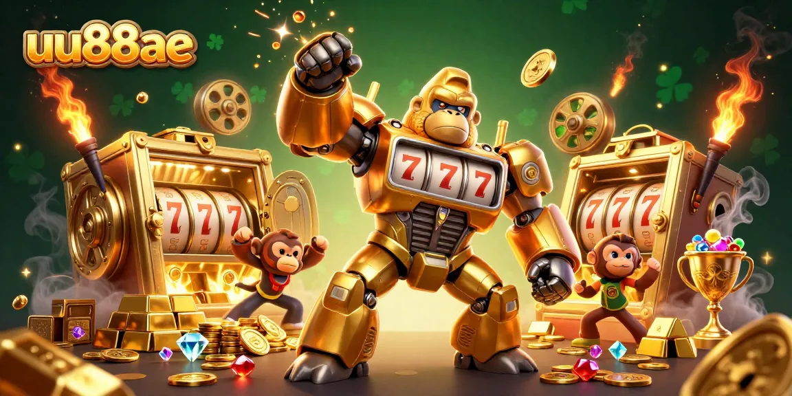 Experience thrilling jackpots with uu88ae's dynamic casino adventure featuring the golden gorilla mech!